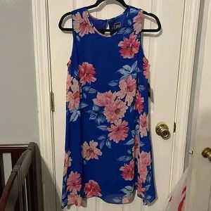 JH Women’s Mini Dress Sleeveless Blue Floral Print